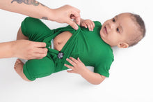 Load image into Gallery viewer, 🇨🇦 Front Opening Ready Set Romper® Shortie in Ribbed Emerald