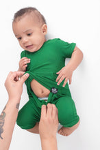 Load image into Gallery viewer, 🇨🇦 Front Opening Ready Set Romper® Shortie in Ribbed Emerald