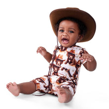 Load image into Gallery viewer, 🇨🇦 Front Opening Ready Set Romper® Shortie in Old Yellerstone