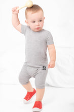 Load image into Gallery viewer, 🇨🇦 Front Opening Ready Set Romper® Shortie in Ribbed Heathered Grey