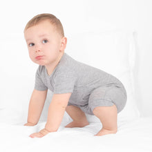 Load image into Gallery viewer, 🇨🇦 Front Opening Ready Set Romper® Shortie in Ribbed Heathered Grey