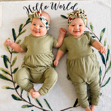 Load image into Gallery viewer, 🇨🇦 Reversible Opening Ready Set Romper® Twirl in Ribbed Pistachio