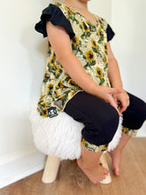 Load image into Gallery viewer, 🇨🇦 Reversible Opening Ready Set Romper® Twirl in OG Argentina Sunflower & Ribbed Essential Midnigh