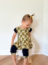 Load image into Gallery viewer, 🇨🇦 Reversible Opening Ready Set Romper® Twirl in OG Argentina Sunflower & Ribbed Essential Midnigh