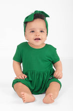 Load image into Gallery viewer, 🇨🇦  Reversible Opening Ready Set Romper®  Twirl Shortie in Ribbed Emerald
