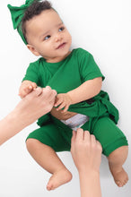 Load image into Gallery viewer, 🇨🇦  Reversible Opening Ready Set Romper®  Twirl Shortie in Ribbed Emerald
