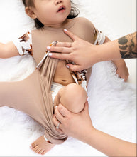 Load image into Gallery viewer, 🇨🇦 Front Opening Shortie Ready Set Romper® in Highland Dreams &amp; Ribbed Sandstone
