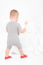 Load image into Gallery viewer, 🇨🇦  Front Opening Ready Set Romper® Shortie in Ribbed Heathered Grey
