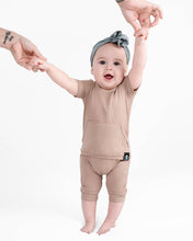 Load image into Gallery viewer, 🇨🇦  Front Opening Shortie Ready Set Romper® in Ribbed Sandstone
